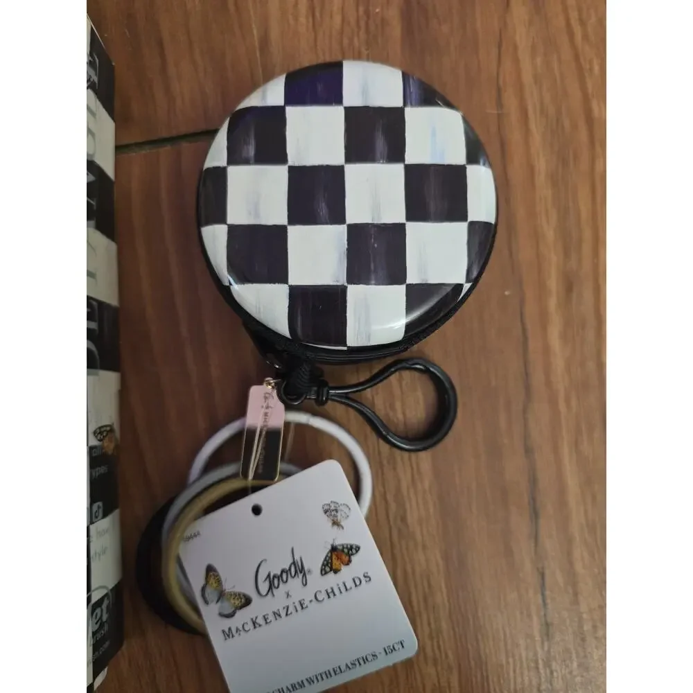MacKenzie-Childs x Wet Brush Courtly Blk Check Keychain Detangler Hair Brush